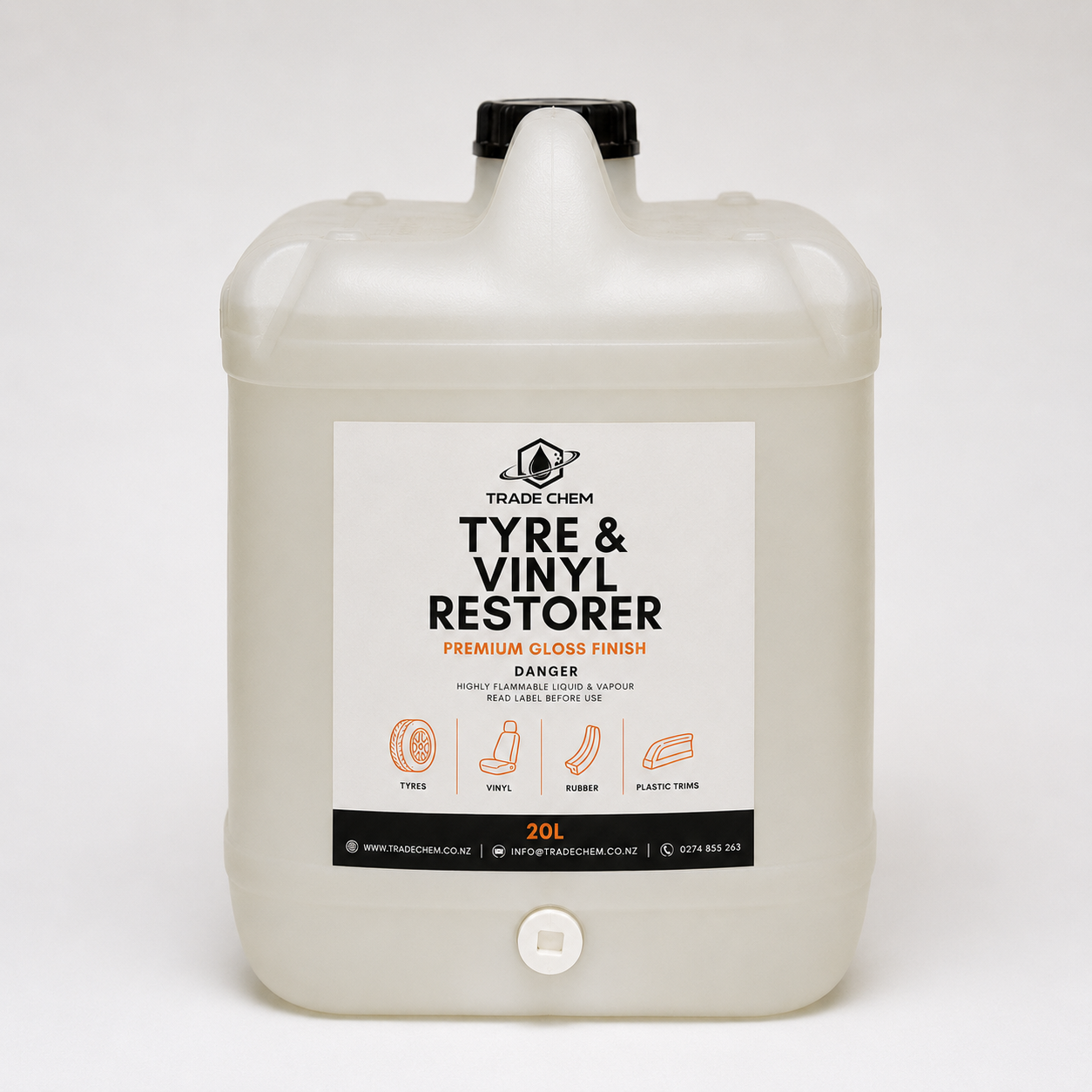 Trade Chem Tyre and Vinyl Restorer 20L bulk trade drum